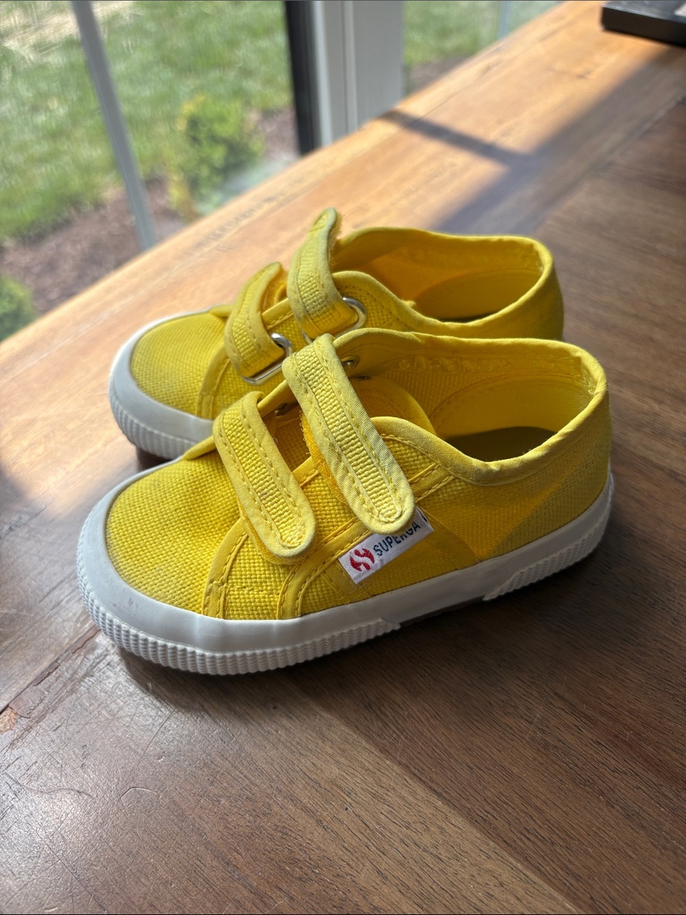Superga Kids Yellow Canvas Velcro Sneakers